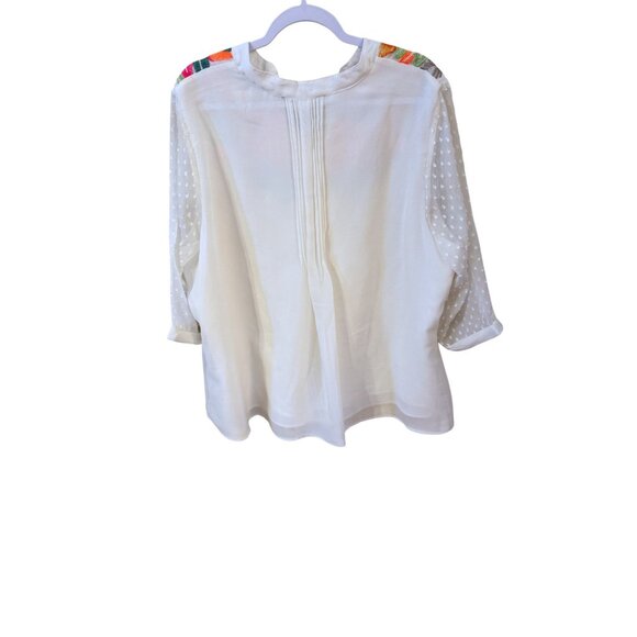 Denim 24/7 Ivory Embroidered Tunic Blouse With Sheer Sleeves Size 24W - Picture 9 of 9